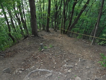 奥多摩湖へ続く急な下り道