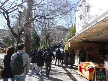 土産物店、レストランが並ぶ道