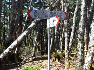 黒岳、牛奥ノ雁ヶ腹摺山への分岐